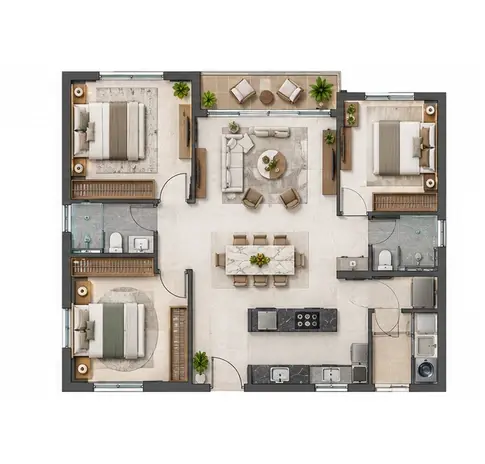 3 BHK floor plan at Sobha Wisteria, approx. 1,750 sq.ft.