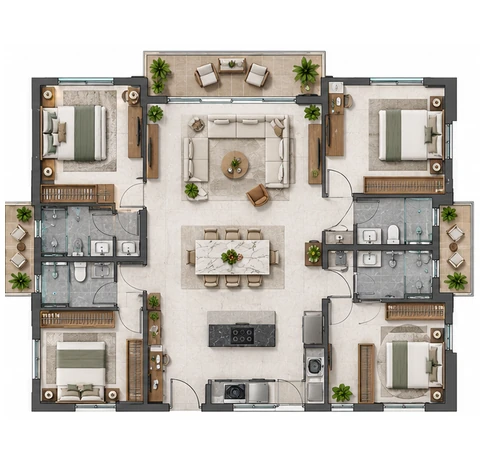 4 BHK floor plan at Sobha Wisteria, approx. 2,700 sq.ft.