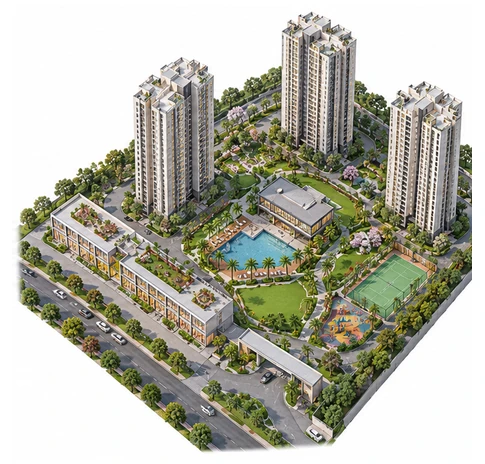 Sobha Wisteria master plan showing the towers, landscaped areas and amenity zones at Chennai